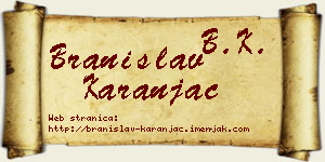 Branislav Karanjac vizit kartica